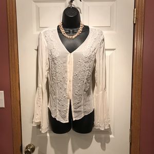 EUC Newport News Sheer Beaded Blouse Size 4